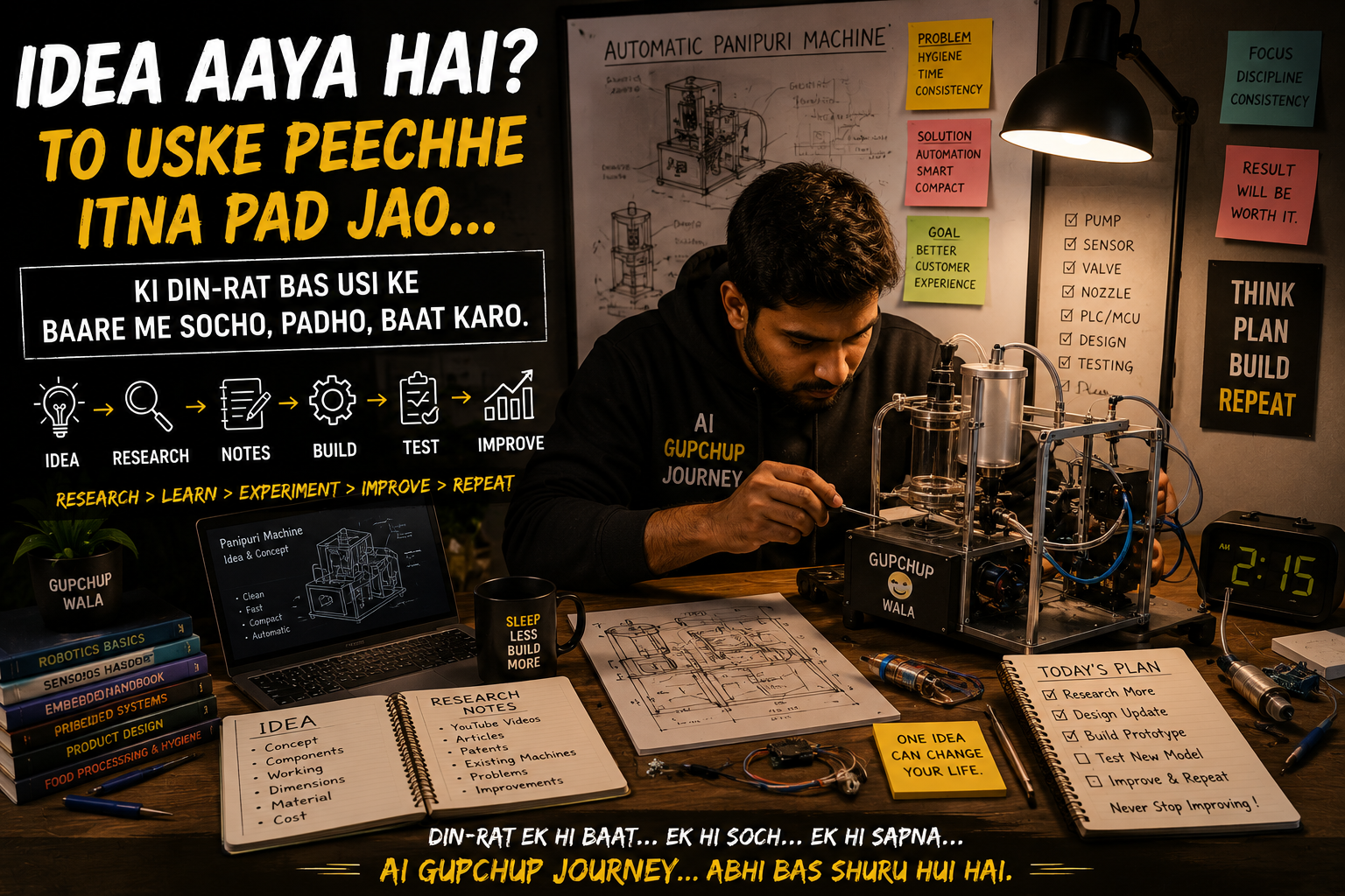 Automatic Panipuri Machine par research aur prototype banate Gupchup Wala founder ki innovation journey